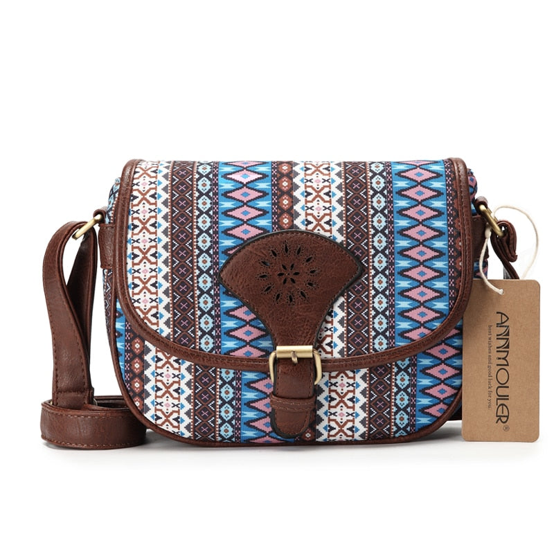 Annmouler Brand Design Damen Umhängetasche Vintage Aushöhlen Umhängetasche Pu-Leder Kleine Tasche Bohemian Style Messenger Bags