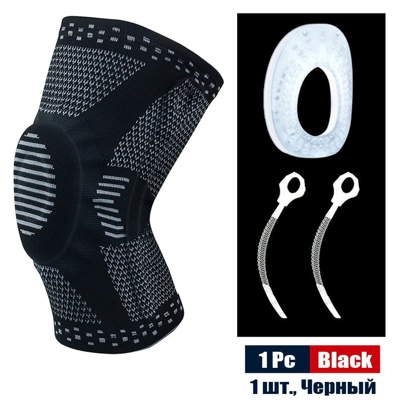 Rodillera de compresión deportiva, Protector de rótula, almohadillas de silicona de punto para piernas para ciclismo, correr, baloncesto, fútbol