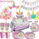Unicorn Party Supplies Einweggeschirr-Set Kindergeburtstagsfeier Dekoration Unicornio Decor Plates Cup Banner Baby Shower