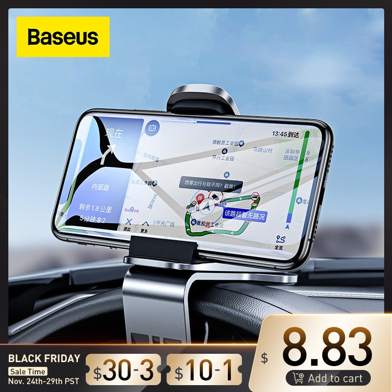 Baseus Car Phone Holder 360 Degree GPS Navigation Dashboard Phone Holder Stand in Car for Universal Phone Clip Mount Bracket