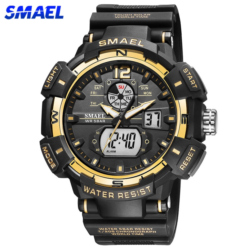 SMAEL Sport Watch Men Big Dial LED Digital Quartz Wrist Watches Men&