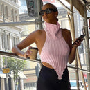 Sisterlinda gestricktes Kammgarn Y2K Tanktop Damenmode unregelmäßige Form ausgeschnitten wilde schlanke Activewear Weste ärmellose Lady Outfits