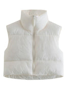 Chaleco corto marrón a la moda para mujer 2022, chaleco con cremallera y cuello levantado para mujer, prendas de vestir exteriores informales para mujer