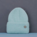 Sombrero de invierno de gran venta, sombreros de invierno de piel de conejo Real para mujer, gorros cálidos a la moda para mujer, gorro para la cabeza con cubierta sólida para adultos