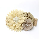 Baby Mädchen Blumen Stirnband Neugeborenes Kind Perlen Blumen mit Spitze breite Stirnbänder Bebes Haarschmuck Phoro Requisiten Kinder Turban