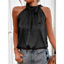 Summer Sexy Off Shoulder Halter Lacing Chiffon Women's Blouses Elegant Fashion Solid Sleeveless Shirt Pullover Vest Tops Women