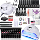 Nagel-Set Maniküre-Set mit 114 W / 120 W / 54 W LED-Nagellampe 35000 U / min Nagelbohrmaschine 20/10 Farbe Poly Extension Nail Gel Set