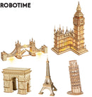 Robotime Rolife DIY 3D Tower Bridge Big Ben Berühmte Gebäude Holzpuzzle Spiel Einfache Montage Spielzeug Geschenk für Kinder Teenager Erwachsene