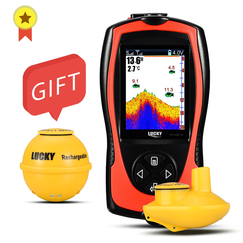 LUCKY FF1108-1CWLA Rechargeable Wireless Sonar for Fishing 45M Water Depth Echo Sounder Fishing Finder Portable Fish Finder