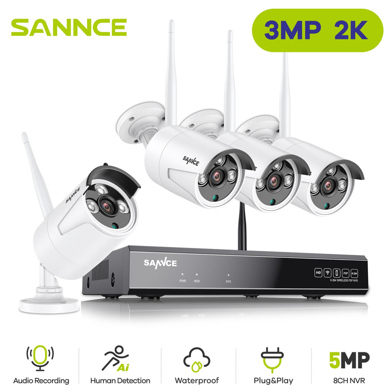 SANNCE 4CH HD 5MP XPOE CCTV NVR System 5MP 4PC IP Cameras Outdoor Weatherproof Home Video Security Surveillance Cameras System