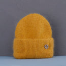 Sombrero de invierno de gran venta, sombreros de invierno de piel de conejo Real para mujer, gorros cálidos a la moda para mujer, gorro para la cabeza con cubierta sólida para adultos