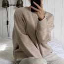 Hirsionsan Winter Oversize Pullover Damen 2022 Elegant Gestrickte Basic Pullover O Hals Lose Weich Damen Kaschmir Pullover