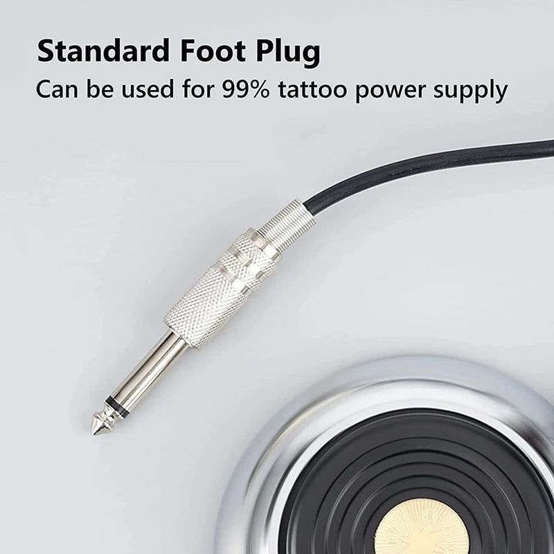 Tattoo Machine Foot Pedal Switch - Round Tattoo Foot Pedal 360 GEM Pro Stainless Steel Degree Switch w/ 5 ft.Cord Free Shipping