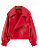 Ailegogo Neue Ankunft Winter Herbst 2022 Damen Leder Geldbörse Campera Chaqueta Cuero Mujer Modis Mantel Damen Veste Cuir De Couro