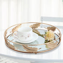 PEANDIM Minimalistisches rundes Spiegeltablett Desktop-Kosmetik-Schmuck-Aufbewahrungstablett Hochzeit Party Display Wohnzimmer Haushalt Dessert
