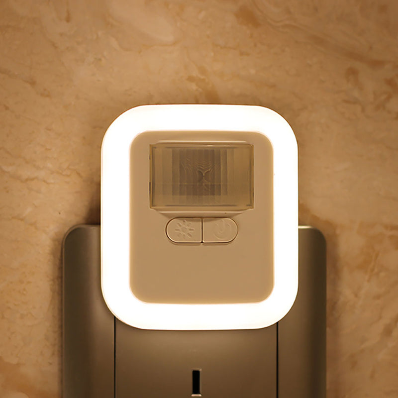 Lámpara de noche de pared con Sensor de movimiento enchufable LED con brillo 30 s/60 s/90 s/120 s tiempo de iluminación ajustable para sala de estar