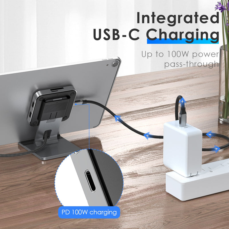 USB-C-Hub-Dockingstation-Ständeradapter mit 4K HDMI 100 W PD SD/TF-Kartenleser USB3.0 3,5-mm-Kopfhöreranschluss iPad Pro Samsung Galaxy