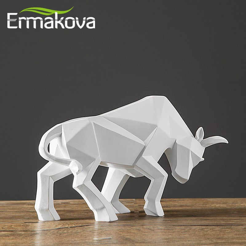 Estatua de toro de resina ERMAKOVA, escultura de bisonte, decoración abstracta de Animal, figurita para habitación, escritorio, decoración del hogar, regalo