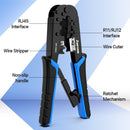 AMPCOM rj45 crimper RJ11 RJ45 Crimping Tool Ethernet Network LAN Cable Crimper Cutter Stripper Plier for 6P 8P RJ-11/RJ-12 RJ-45