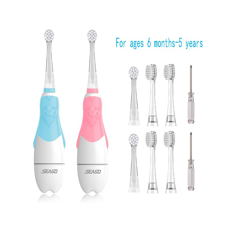 Seago Kids Sonic Electric Toothbrush 2 Mins Smart Timer Children Sonic Tooth Brush Colorful Led Light Brush Waterproof  Gift