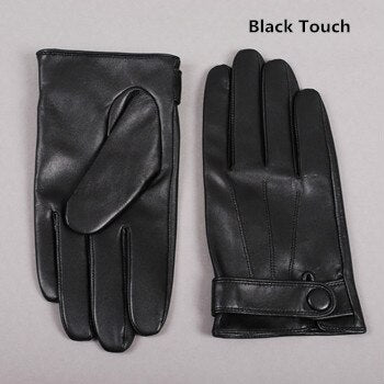 Gours invierno guantes de cuero genuino hombres nueva marca de piel de cabra negro moda conducción pantalla táctil guantes de piel de cabra mitones GSM036