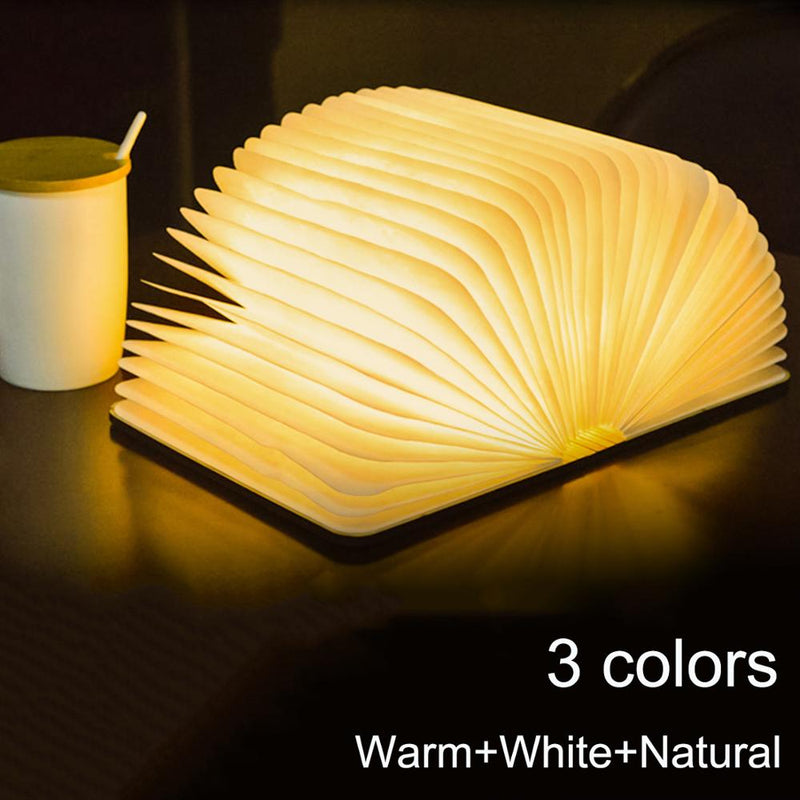 Tragbare 3 Farben 3D Kreative LED Buch Nachtlicht Holz 5 V USB Wiederaufladbare Magnetische Faltbare Schreibtisch Tischlampe Heimtextilien