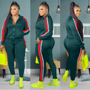 2022 Plus Größe S-4XL 2-teiliges Set Frauen Herbst Kleidung Sweatsuit Joggers Outfit Zip Top Jogginghose Trainingsanzug Großhandel Dropshipping