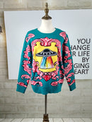 Frauen Neue Vintage Warme Verdicken Pullover UFO Wolken Jacquard Pullover Winter Herbst Gestrickte Retro Lose Tops Blusas C-012