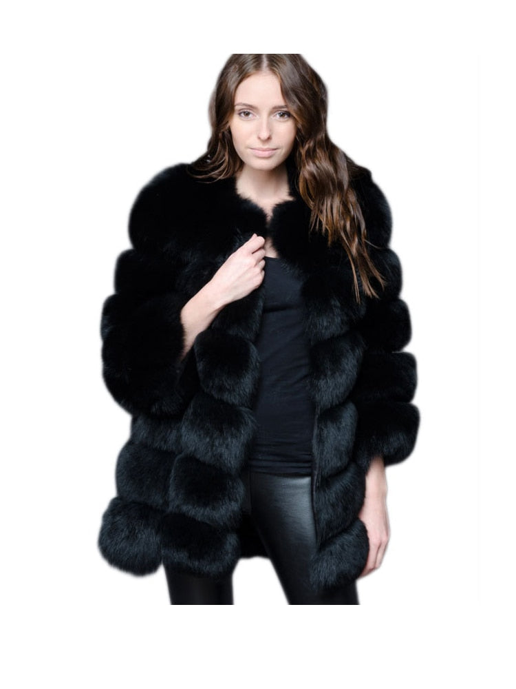 ZADORIN, nuevo abrigo largo de piel sintética de empalme de lujo para mujer, chaqueta gruesa y cálida de invierno a la moda, chaqueta de piel sintética esponjosa, abrigos para mujer, prendas de vestir exteriores