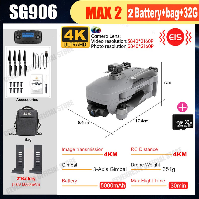 NEW SG906 MAX2/SG906 Max Drone 4K Professional HD Camera Laser Obstacle Avoidance 3-Axis Gimbal 5G WiFi Dron FPV RC Quadcopter