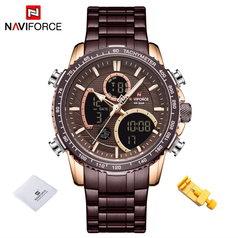 NAVIFORCE Fashion Herrenuhr Luxusmarke Sportuhr für Herren Chronograph Quarz Armbanduhr Militärische wasserdichte Stahlbanduhr