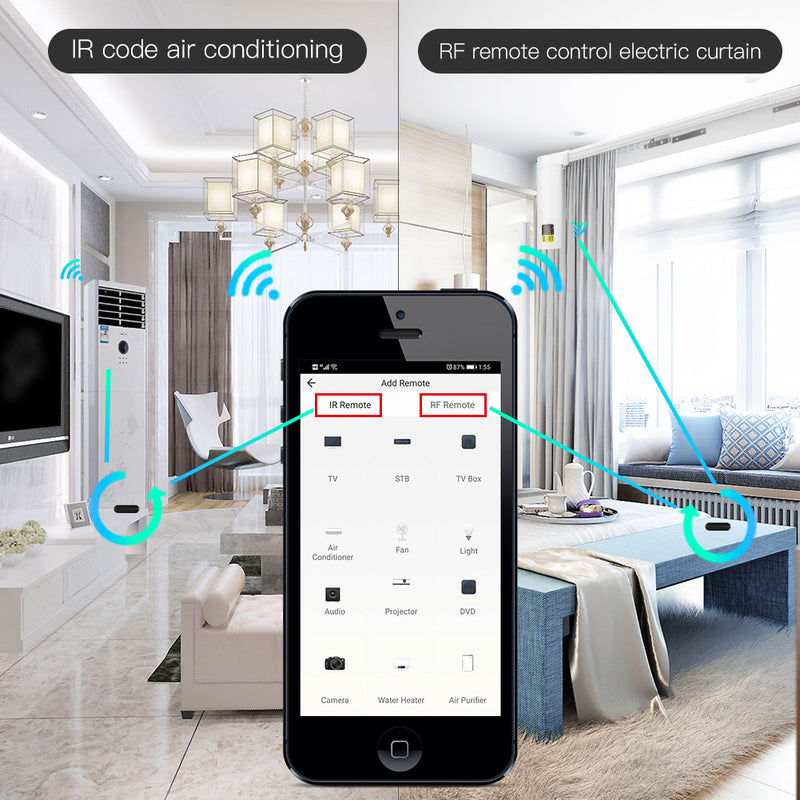 2021 nuevo WiFi RF IR mando a distancia Universal electrodomésticos RF aplicación Tuya Smart Life Control de voz a través de Alexa Google Home