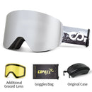 COPOZZ OTG Magnetische Skibrille Snowboard Maske für Männer Frauen Personalisierte Brillen Zylindrischer UV400 Schutz Schneebrille Erwachsene