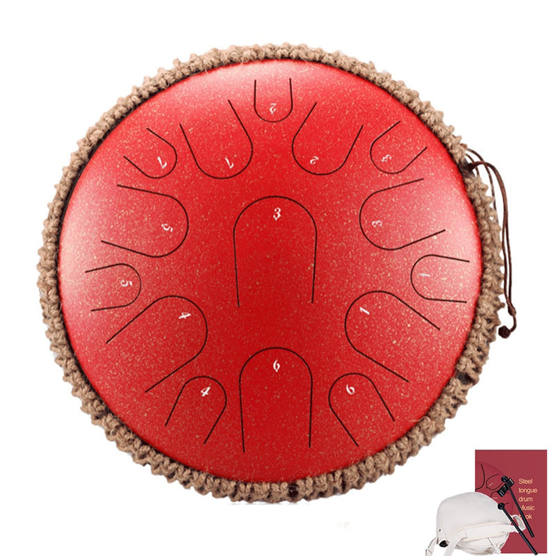 Hluru NEW Steel Tongue Drum 13 Inch 15 Tone Drum Handheld Tank Drum Percussion Instrument Yoga Meditation Music Lovers Gift