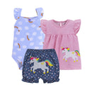 Summer Dresses 2023 Baby Girl Clothing Set Cotton Home For Baby Girl Clothes , 15 Colours Short Unicorn Infant Clothing Suit