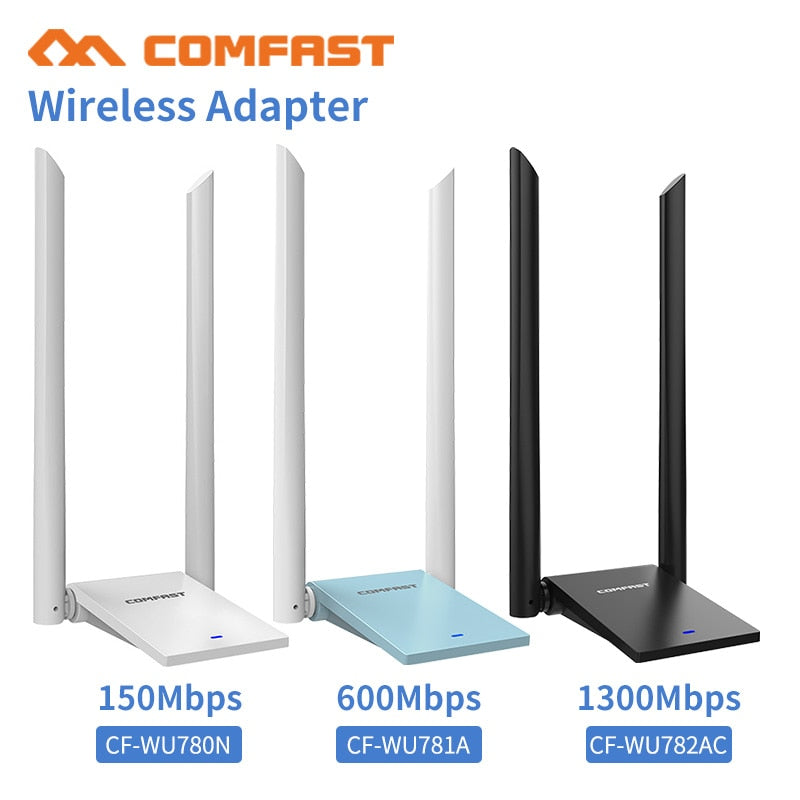 Comfast USB 3.0 Wireless Wifi Adapter Dual Band 2.4+5 GHz 150 -1300 Mbps 802.11AC 802.11 a/b/n/g/ac with 2*6dbi Wi fi Antennas