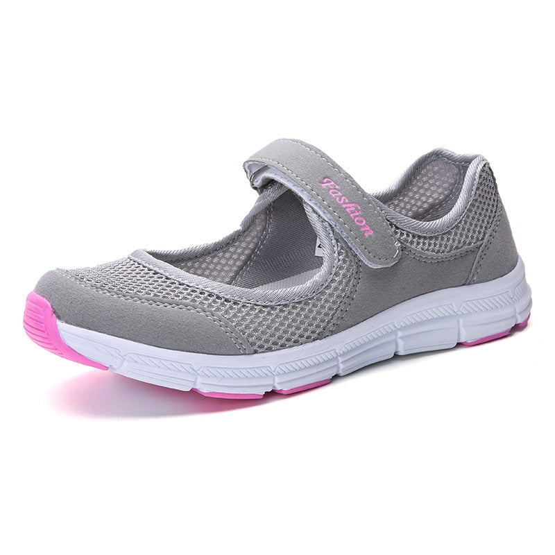 Ultra Light Mesh Flat Shoes For Women Shallow Mary Janes Casual Shoes Comfort Walking Shoes Ladies Tennis Sneakers Plus Size