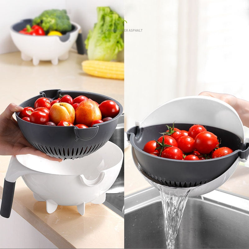 Multifunctional Vegetable Slicer Cutter Shredder Manual Mandoline Chopper Potato Carrot Cheese Grater 2 in 1 Draining Basket