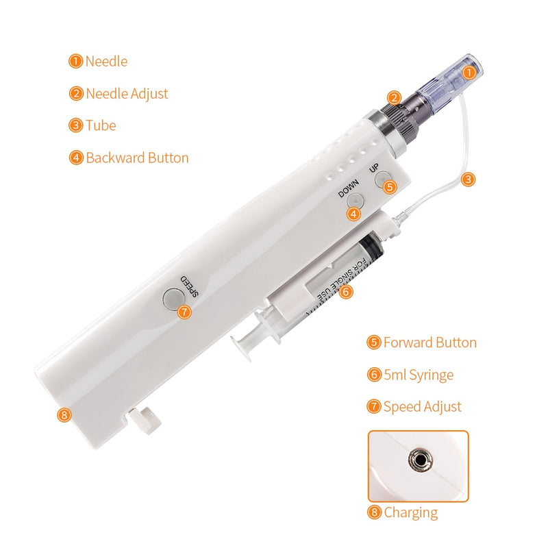 Pistola inyectora de mesoterapia de agua 2 en 1, pluma inyectora inteligente portátil, microaguja de inyección de ácido vital, dispositivo para reducir la flacidez de la piel