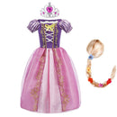 Mädchen Rapunzel Kleid Kinder Sommer Tangled Fancy Prinzessin Kostüm Kinder Verkleidung Geburtstag Karneval Halloween Party Kleidung 2-8T