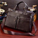 Schwarze Herren Handtaschen aus echtem Leder Große Leder 14" Laptop Messenger Bags Business Herren Reisetaschen Umhängetaschen Aktentasche