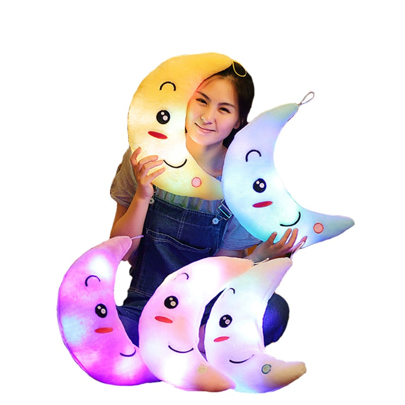 34CM Creative Toy Luminous Pillow Soft Stuffed Plush Glowing Colorful Stars Cushion Led Light Toys Gift For Kids Children Girls