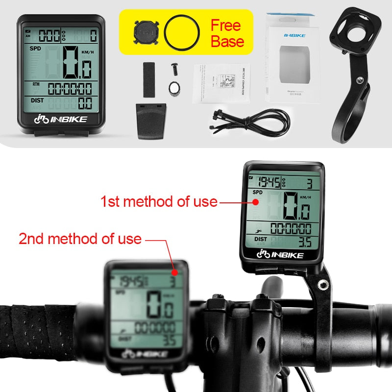 INBIKE impermeable MTB bicicleta ordenador bicicleta velocímetro inalámbrico con cable odómetro ciclismo reloj LED pantalla medible reloj IC321