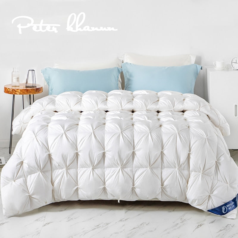 Peter Khanun White Goose Down Filler 3D Bread Duvet/Quilt/Comforter Winter Summer Luxury Blankets 100% Cotton Shell 015