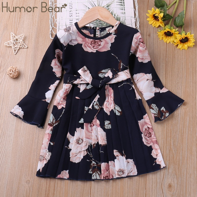 Humor Bär Herbst Winter Kleinkind Mädchen Kleid Langarm Baumwolle Rüschen Prinzessin Kleid Kinder Cord Plissee Mode Baby Kleid