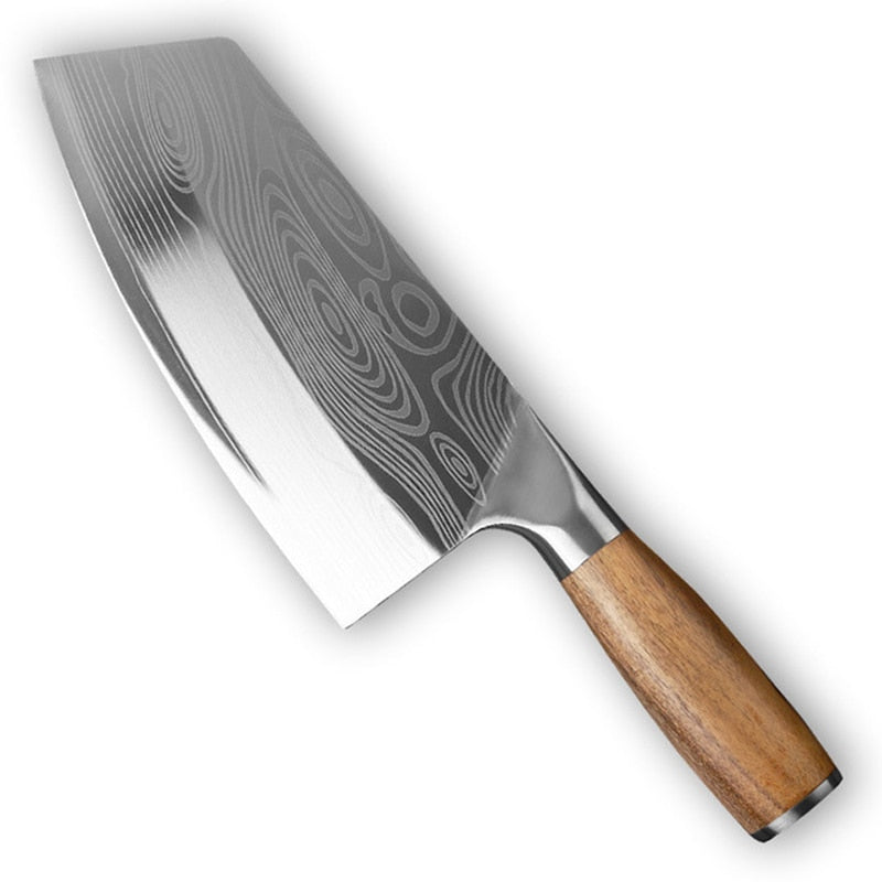 Cuchillo de cocina, cuchillo de carnicero, cuchillo de Chef, maquinilla de afeitar de acero inoxidable, rebanador afilado, cuchillo de carnicero chino, rebanador con mango de madera