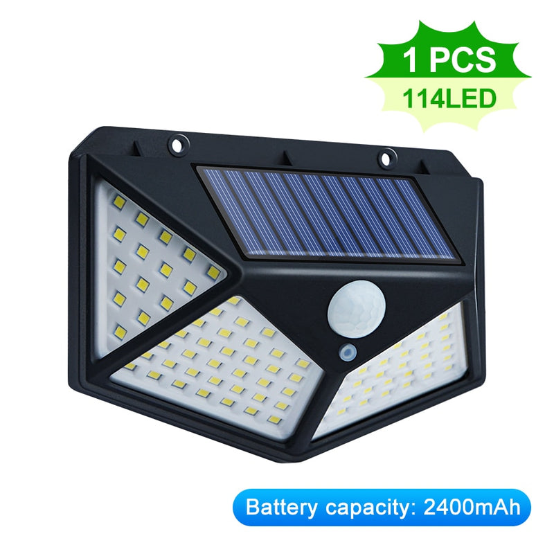 468/114 LED Lámpara solar al aire libre PIR Sensor de movimiento Luz solar impermeable Luz de pared alimentada Decoración de jardín Luz de calle de emergencia