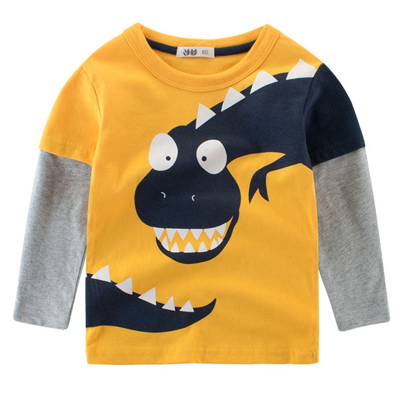 95% BAUMWOLLE Jungen T-Shirts Frühling Herbst Langarmshirts Kinder Dinosaurier Sweatshirt Kinder Jungen Shirts Kleidung Jungen Kleidung