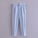 Tangada schwarze Anzughose Frau hohe Taille Hose Schärpen Taschen Büro Damenhose Mode mittleren Alters rosa gelbe Hose 6A22