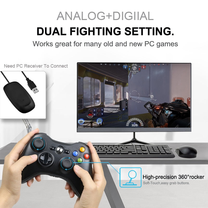 Wireless Controller For Microsoft Xbox 360 With PC Receiver Wireless 2.4G Gamepad  Joystick Controler